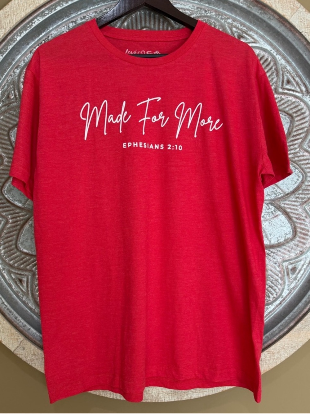 Made For More Women's Cotton Red Short Sleeve Scripture Christian Graphic Tee
